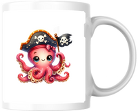 Thumbnail for Pirate Octopus Mug | Cute Cartoon Sea Captain Coffee Mug | Kids Nautical Gift