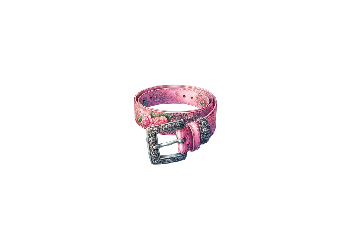 Pink Floral Belt Throw Pillow | Western Tooled Leather Decorative Pillow | Cowgirl Gift