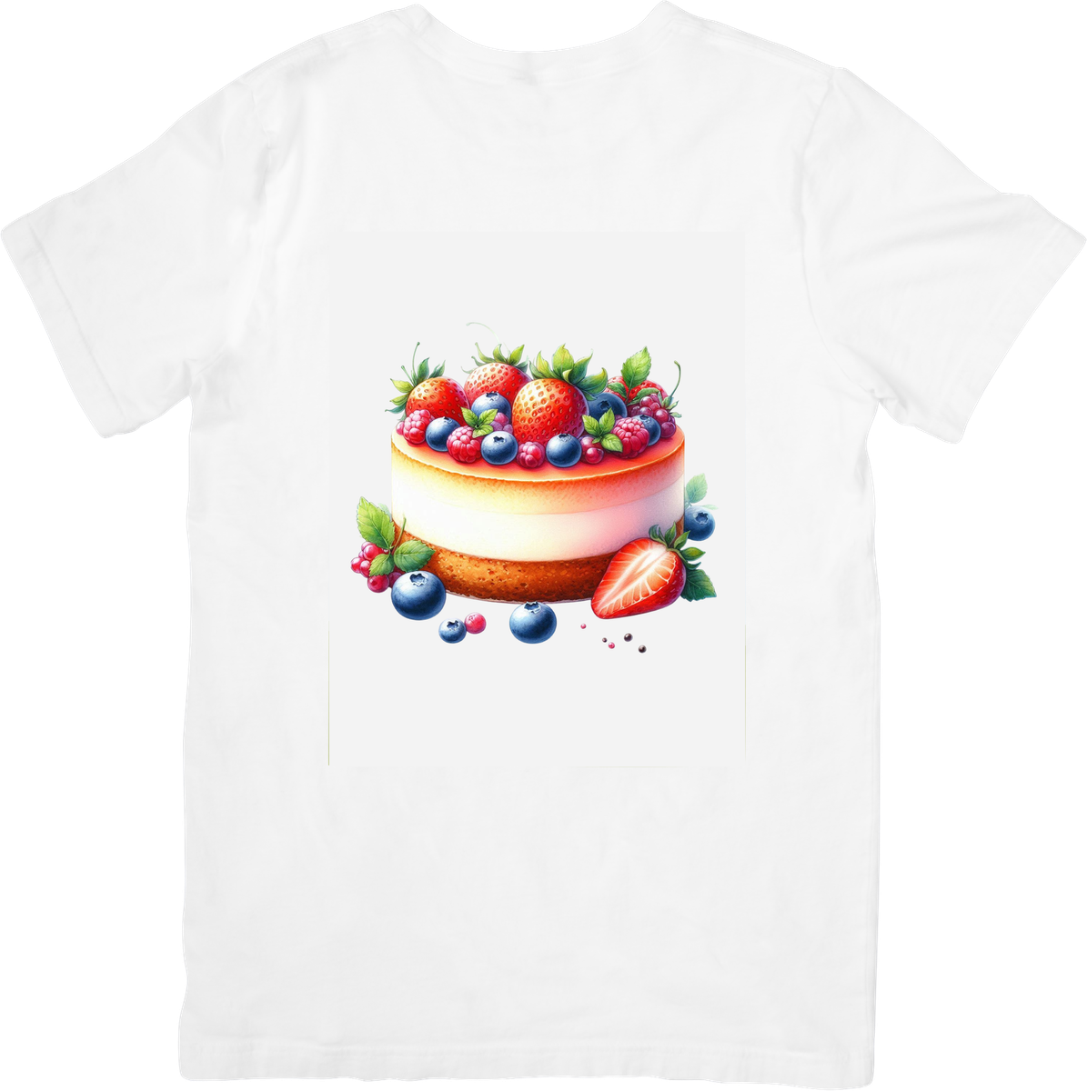 Berry Dessert Bowl T-Shirt | Mixed Berries Cake Watercolor Graphic Tee | Foodie Gift