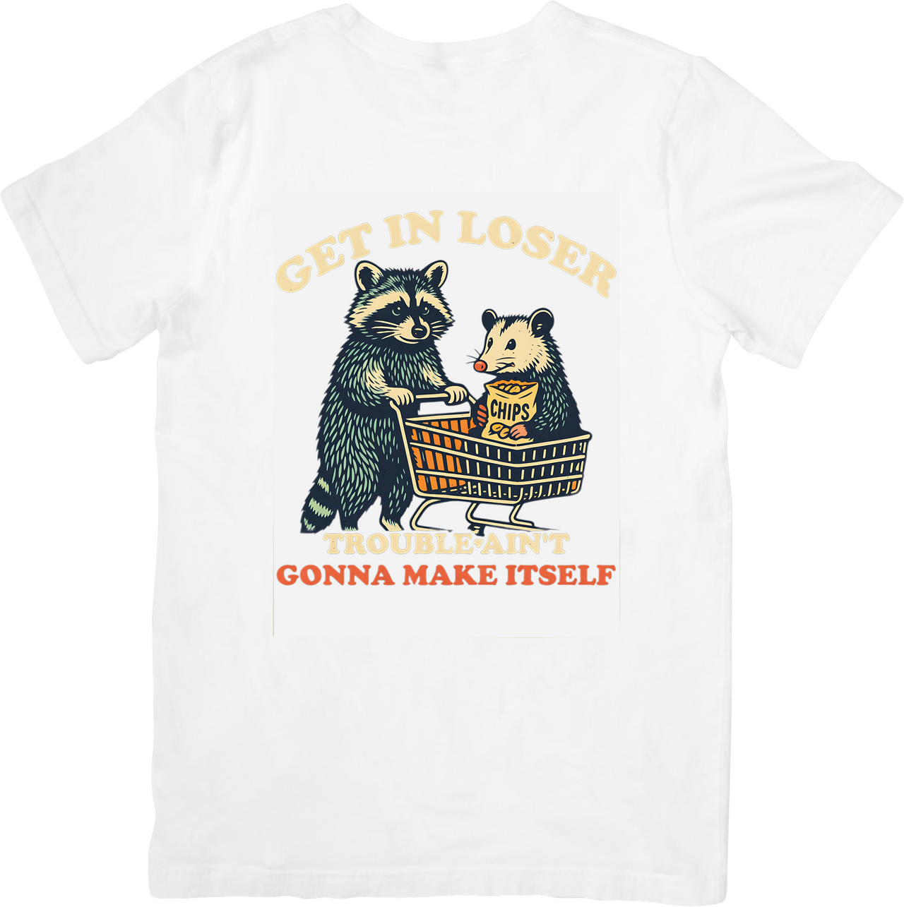 Raccoon Trouble Maker T-Shirt | Vintage Hypebeast Animal Humor Graphic Tee | Urban Chaos Gift