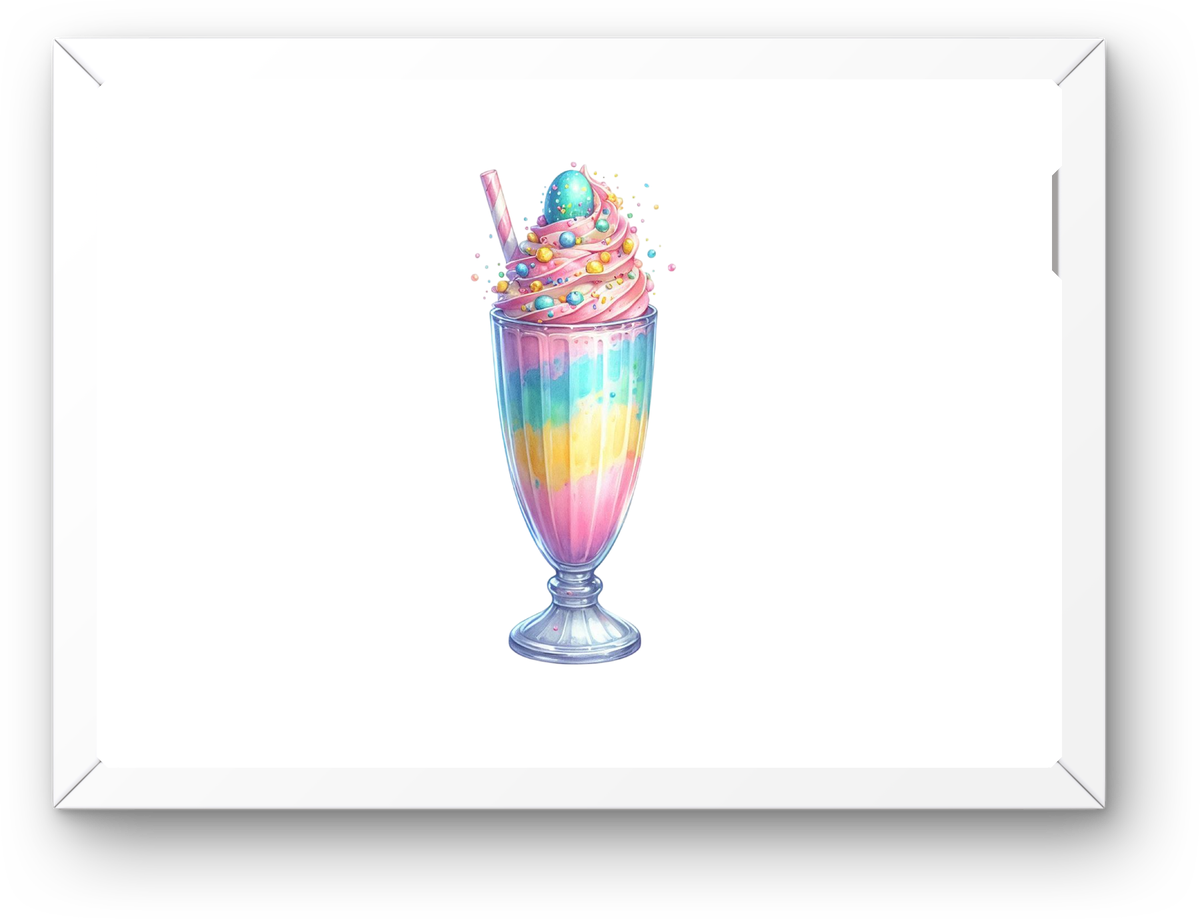 Rainbow Milkshake Wall Art | Pastel Sweet Drink Watercolor Print | Kids Kitchen Decor Gift