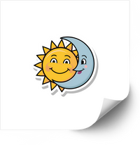 Thumbnail for Smiling Sun And Moon Sticker | Kawaii Hypebeast Celestial Vinyl Decal