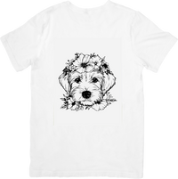 Thumbnail for Floral Puppy T-Shirt | Cute Line Art Dog with Flowers Graphic Tee | Dog Lover Gift