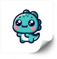 Thumbnail for Kawaii Teal Dinosaur Sticker | Hypebeast Cute Chibi Dino Vinyl Decal