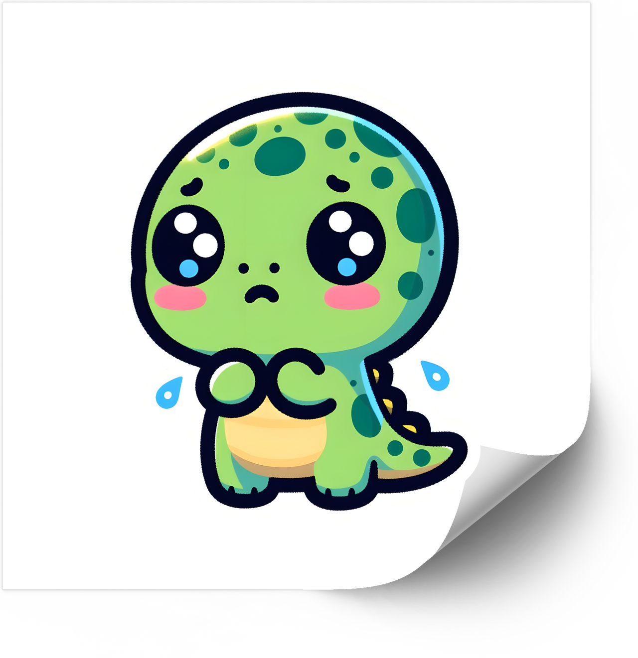 Nervous Dino Classroom Sticker | Kawaii Anxious Dinosaur Vinyl Decal