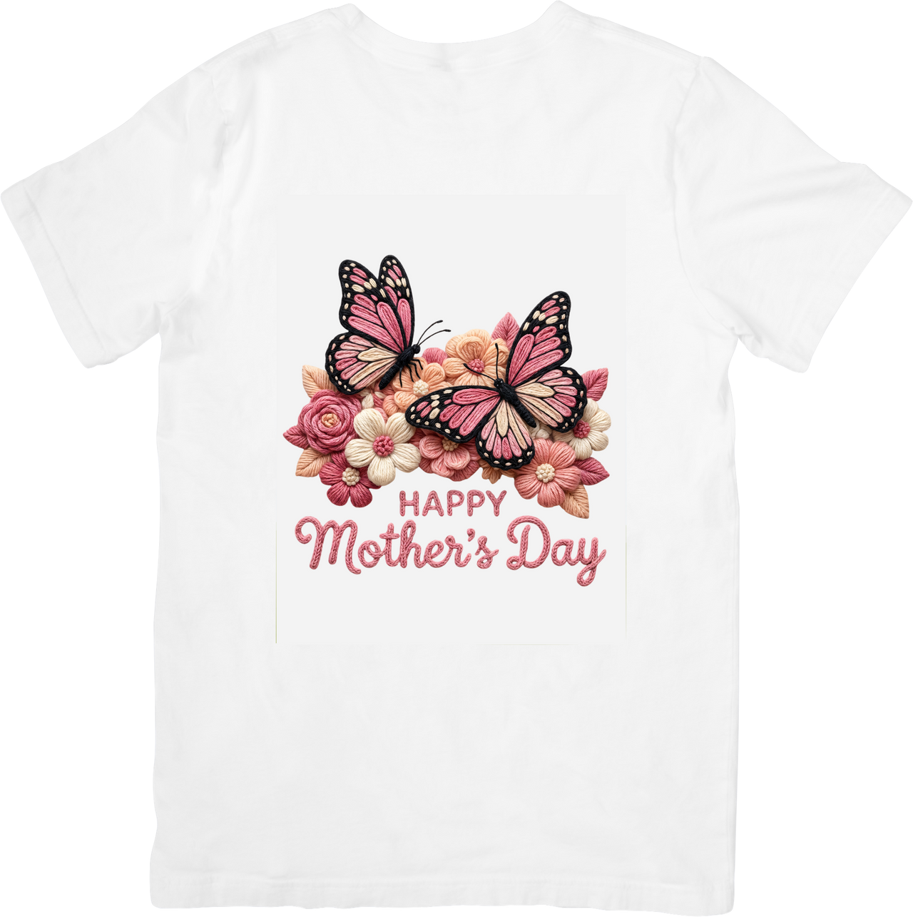Happy Mothers Day Butterfly T-Shirt | Floral Pink Streetwear Botanical Graphic Tee | Mom Gift
