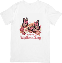 Thumbnail for Happy Mothers Day Butterfly T-Shirt | Floral Pink Streetwear Botanical Graphic Tee | Mom Gift