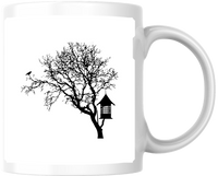 Thumbnail for Bare Tree Birdhouse Mug | Minimalist Silhouette Coffee Mug | Nature Bird Lover Gift