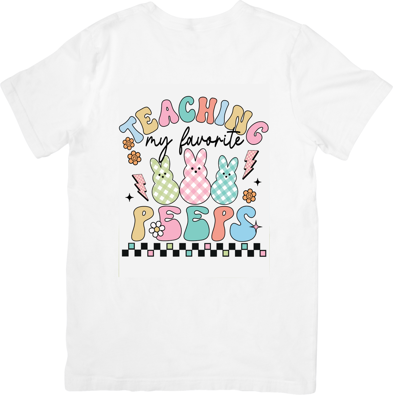 Teaching My Favorite Peeps Easter T-Shirt | Retro Hypebeast Groovy Teacher Holiday Graphic Tee | Teacher Gift