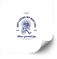 Thumbnail for Just Living My Best Life Sticker | Hypebeast Groovy Retro Flower Vinyl Decal