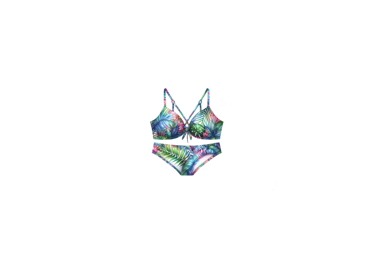Tropical Bikini Throw Pillow | Colorful Palm Leaf Swimsuit Decorative Pillow | Beach Summer Gift
