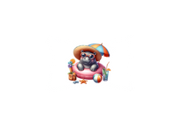 Thumbnail for Beach Hippo Throw Pillow | Cute Summer Vacation Decorative Pillow | Kids Room Gift