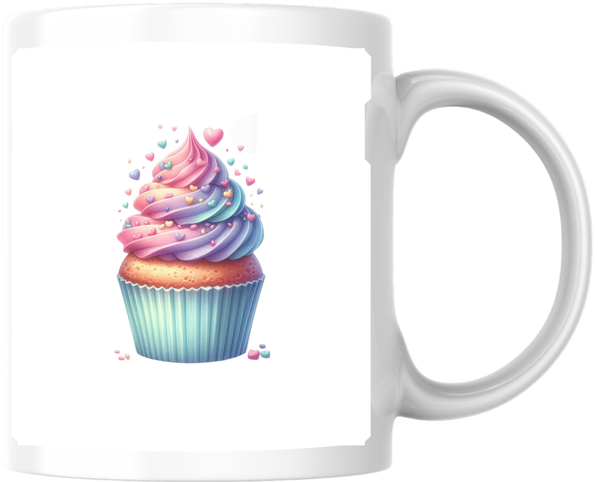 Pastel Cupcake Mug | Cute Rainbow Swirl Frosting Coffee Mug | Sweet Treat Lover Gift