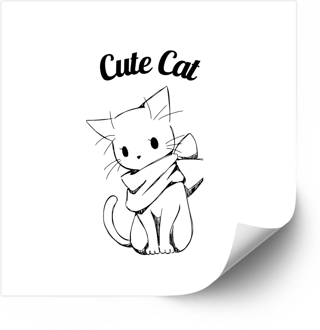 Cute Cat Sketch Sticker | Urban Minimalist Kawaii Kitten Vinyl Decal