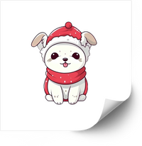Thumbnail for Santa Puppy Sticker | Kawaii Hypebeast Christmas Dog Vinyl Decal