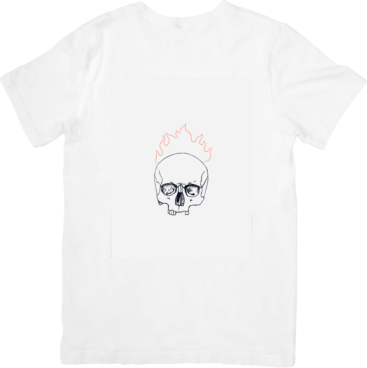 Flaming Skull Outline T-Shirt | Gothic Hypebeast Minimalist Graphic Tee | Alternative Style Gift