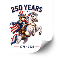 Thumbnail for Patriotic Cat Riding Horse Sticker | Hypebeast Funny 250 Years America 1776 2026 Vinyl Decal