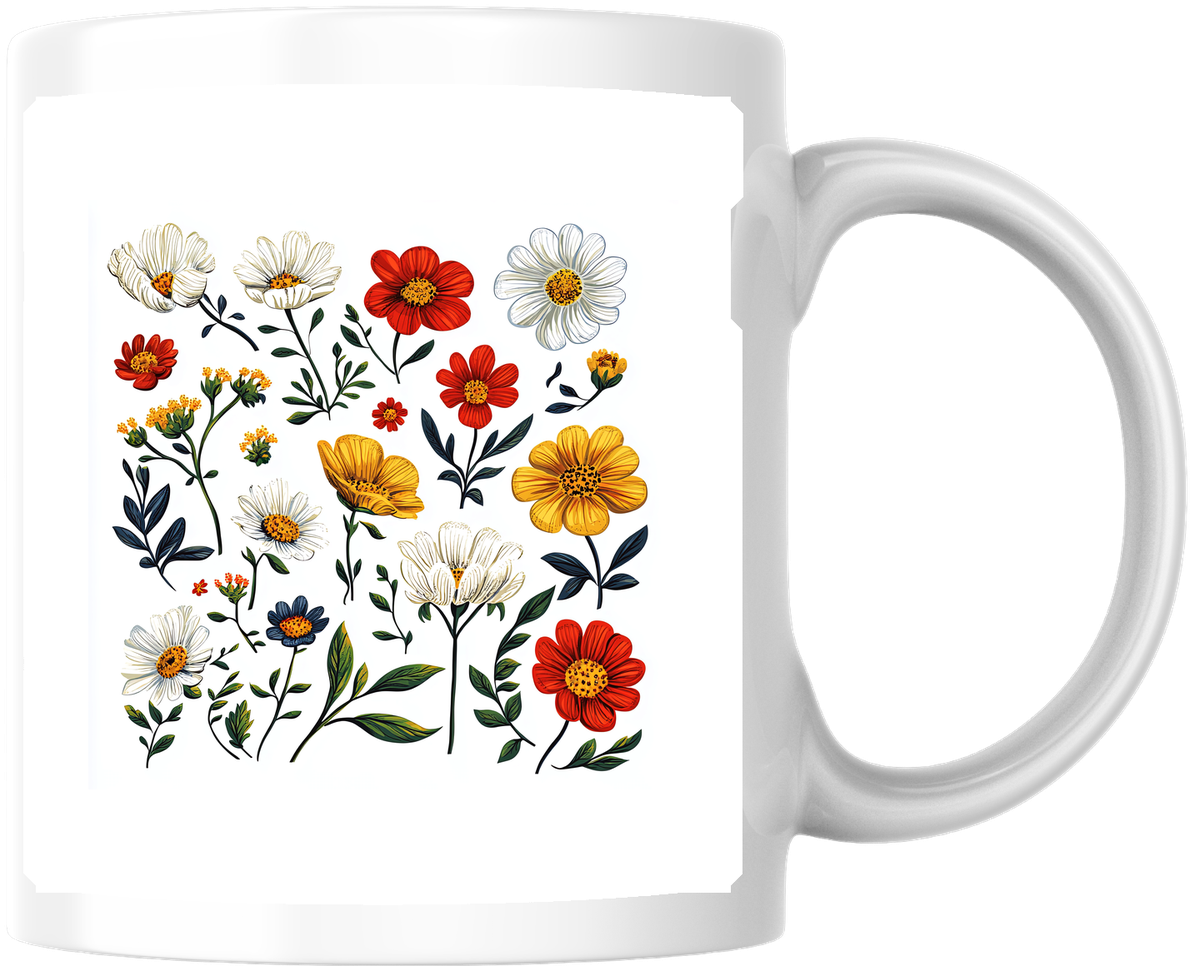 Wildflower Mug | Colorful Botanical Floral Coffee Mug | Flower Lover Garden Gift