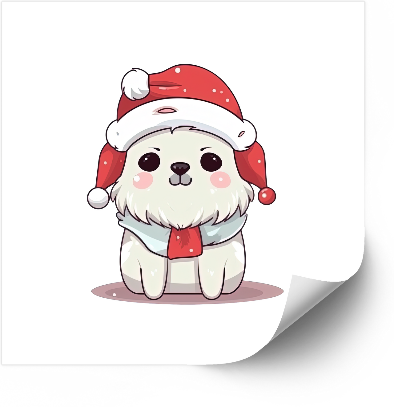 Santa Dog Sticker | Kawaii Hypebeast Christmas Puppy Vinyl Decal | Holiday Pet Gift