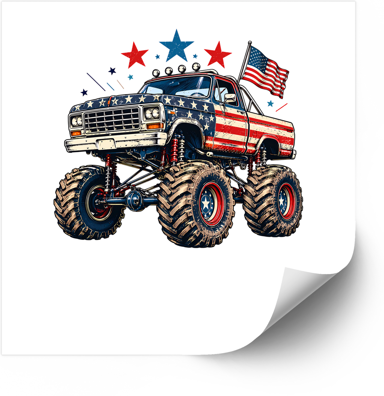 American Flag Monster Truck Sticker | Hypebeast Patriotic Fourth of July Vinyl Decal