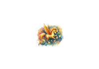 Thumbnail for Golden Pegasus Throw Pillow | Magical Winged Unicorn Decorative Pillow | Kids Room Gift
