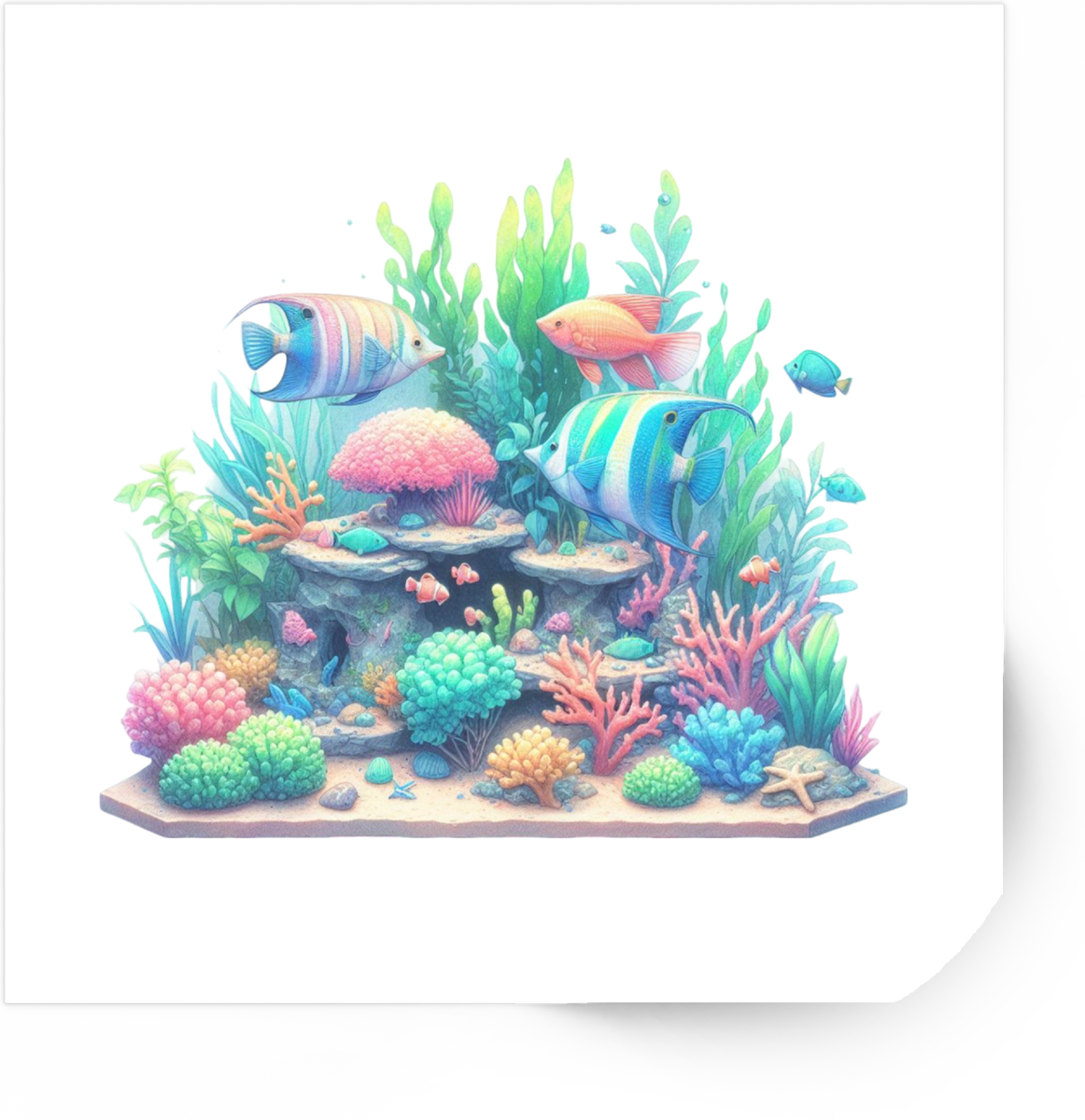 Coral Reef Aquarium Sticker | Colorful Tropical Fish Vinyl Decal | Ocean Lover Gift