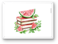 Thumbnail for Watermelon Book Stack Wall Art | Summer Fruit Watercolor Print | Reading Nook Gift