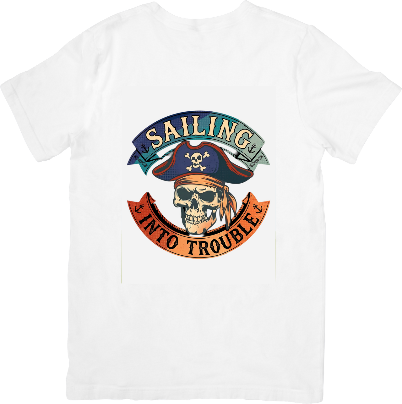 Sailing Into Trouble Skull T-Shirt | Vintage Hypebeast Pirate Graphic Tee | Adventure Lover Gift