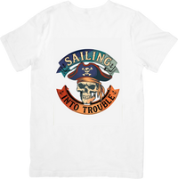 Thumbnail for Sailing Into Trouble Skull T-Shirt | Vintage Hypebeast Pirate Graphic Tee | Adventure Lover Gift