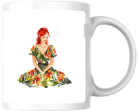Thumbnail for Tropical Floral Dress Woman Mug | Boho Meditation Coffee Mug | Yoga Lover Gift