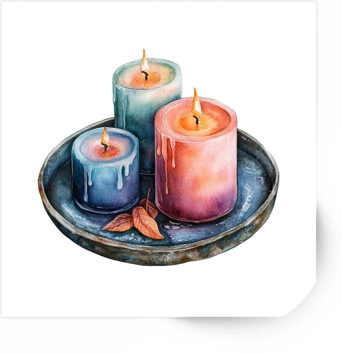 Candle Tray Sticker | Watercolor Pillar Candles Vinyl Decal | Cozy Home Decor Gift