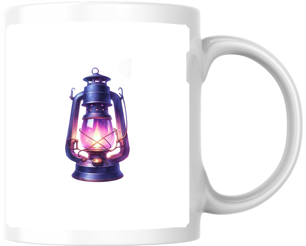 Glowing Lantern Mug | Magical Purple Vintage Lamp Coffee Mug | Cozy Fantasy Gift